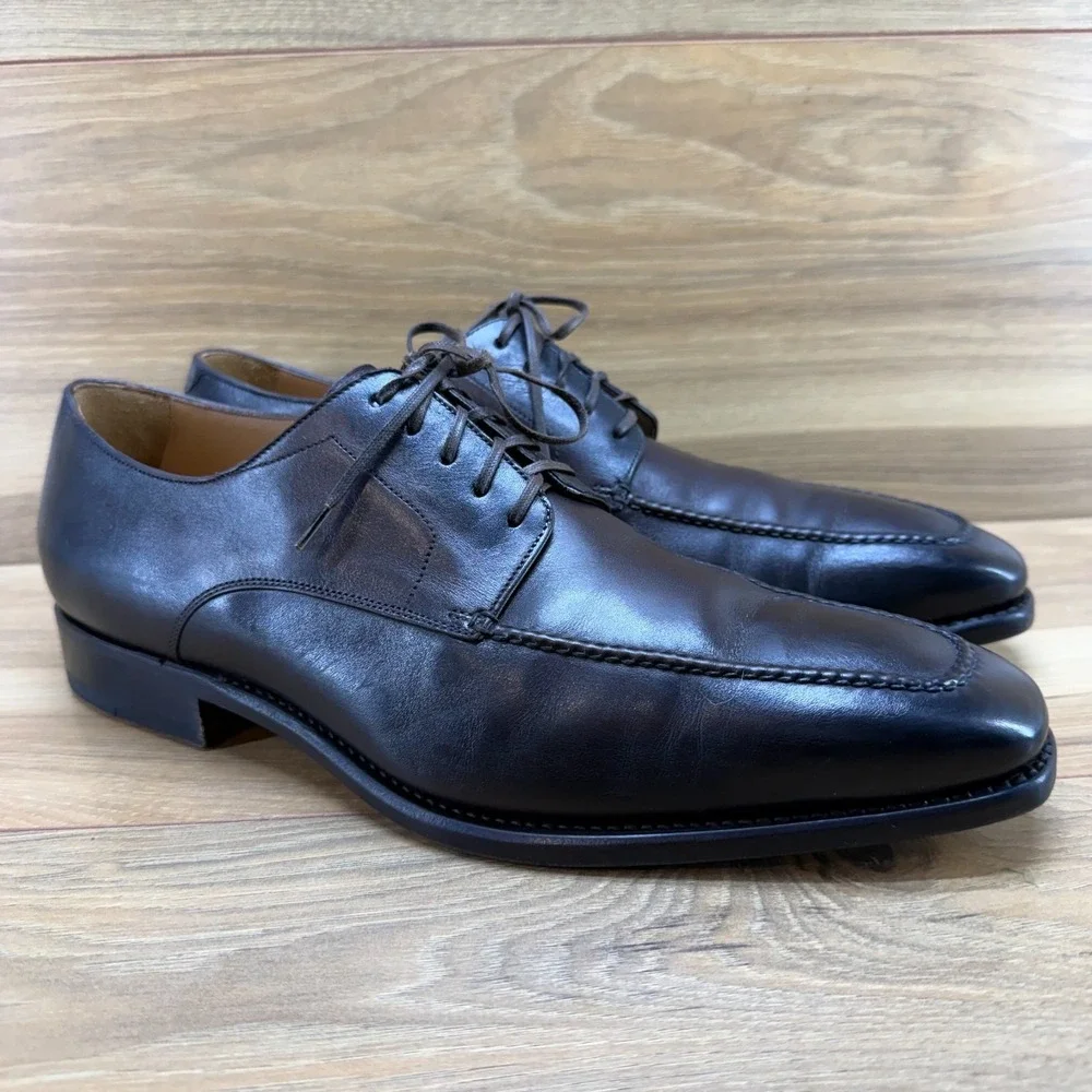 Paul Stuart Derby‎ Mens 9 Dark Brown Leather Apron Toe Executive Business Square